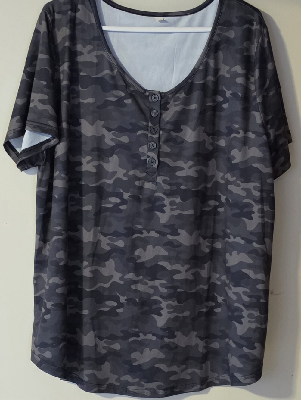 2X women's CARCOS Plus Size Button accent Henley Short Sleeve Crewneck T-Shirt